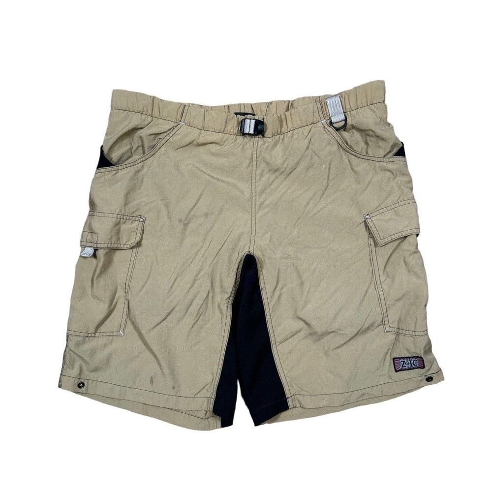 Zoic Cycling Shorts Mens XL (approx) Beige Cargo Pockets Padded Lined‎ USA